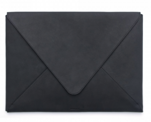 russell+hazel Leather Envelope Laptop Bag- Black