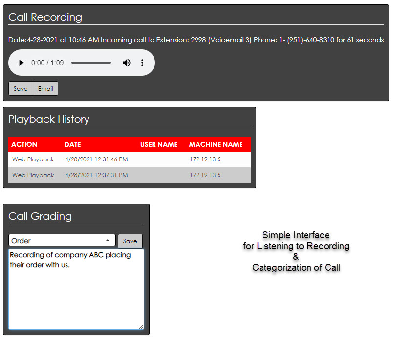 Call Recording Player Screen